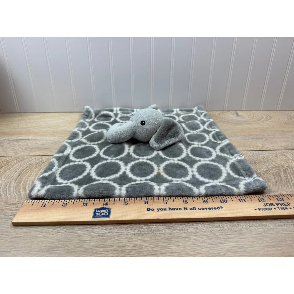 Hudson Baby Elephant Security Blanket Grey White Geometric Circle Lovey 50589